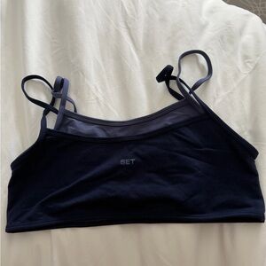 SET Active Dark Blue layered Sports Bra